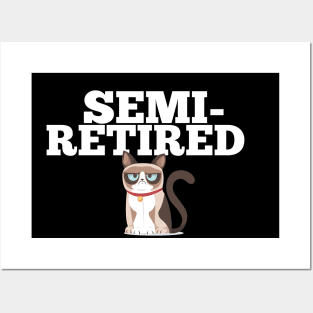 Semi-Retired Crazy Cat Sarcastic Retirement Party Office Planner Posters and Art